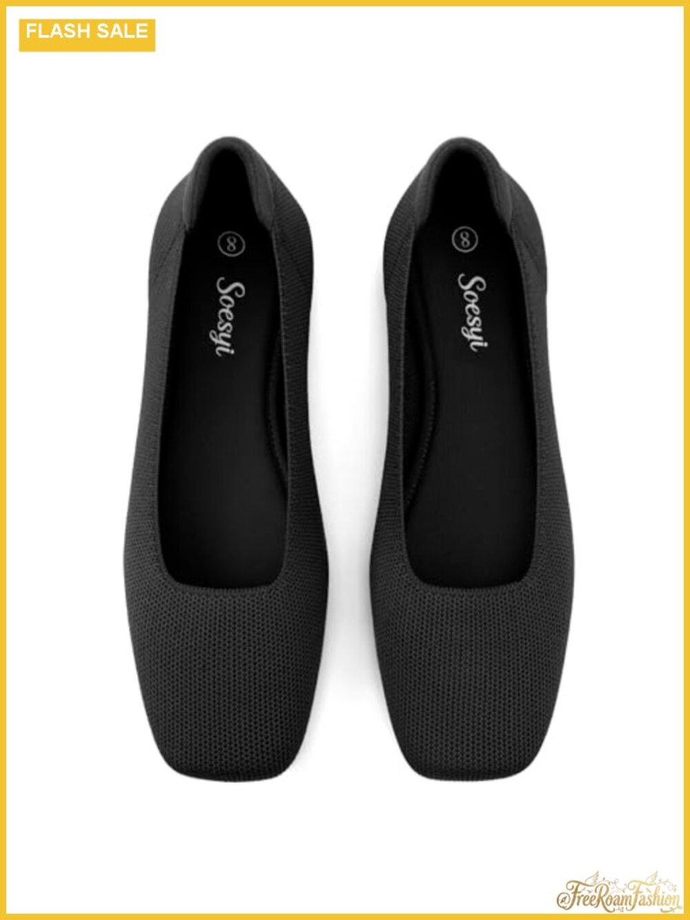 Washable Knit Mary Jane Ballet Flats Slip-On Square Toe
